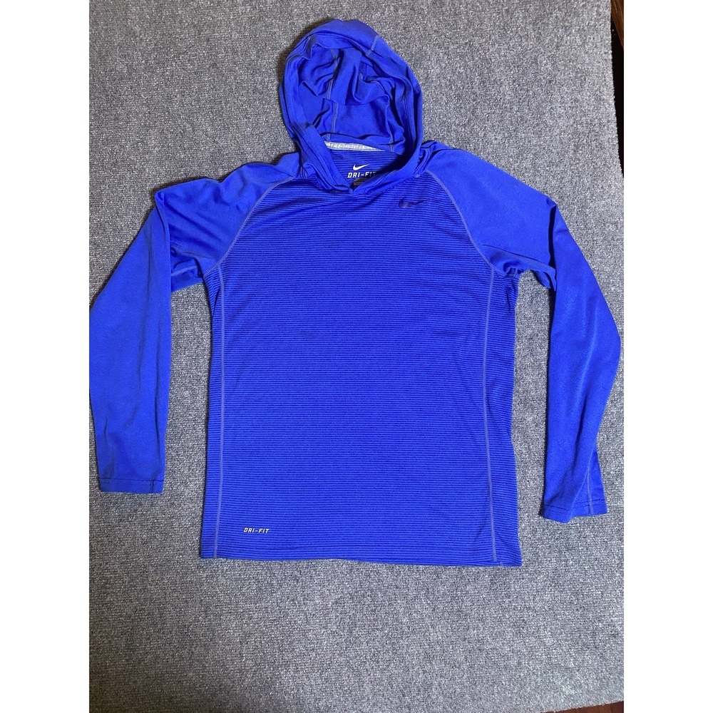 Nike Dri-FIT Men's Blue Hooded Long Sleeve Performance Shirt Size M